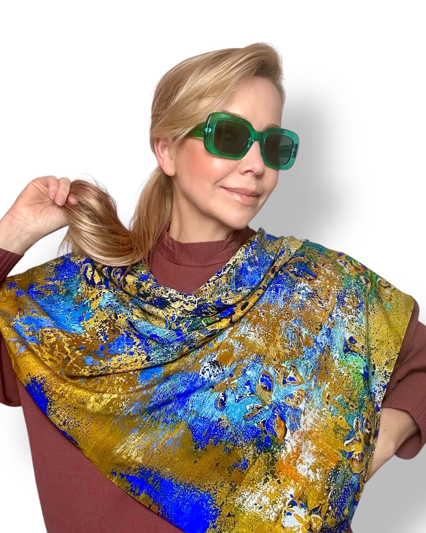 Seidenschal „Goldene Antike“ 110 x 110