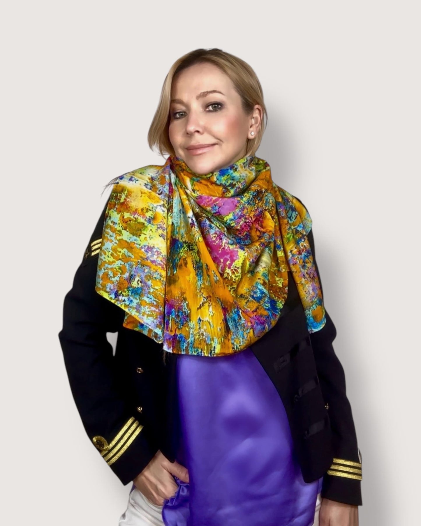 Foulard en soie « Lac Lotus Rouge » 110