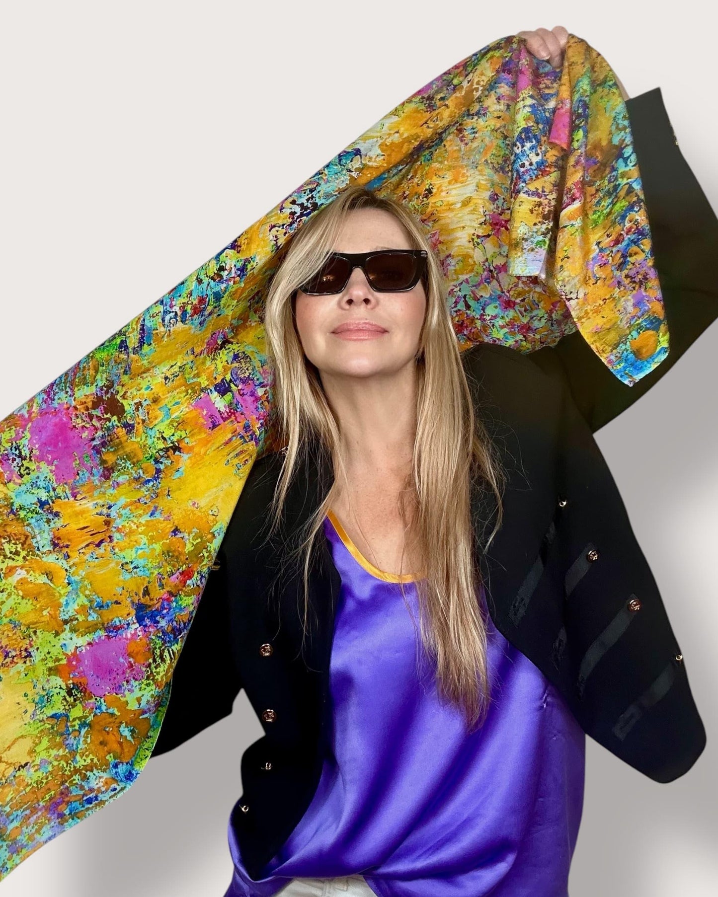 Seidenschal „Roter Lotussee“ 110