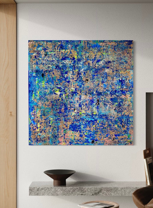 Original Painting Silver Blue