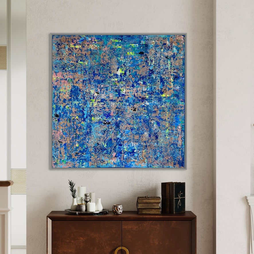 Original Painting Silver Blue