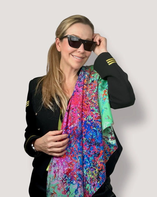 Silk Scarf "Whirlwind of Desire" 110*110