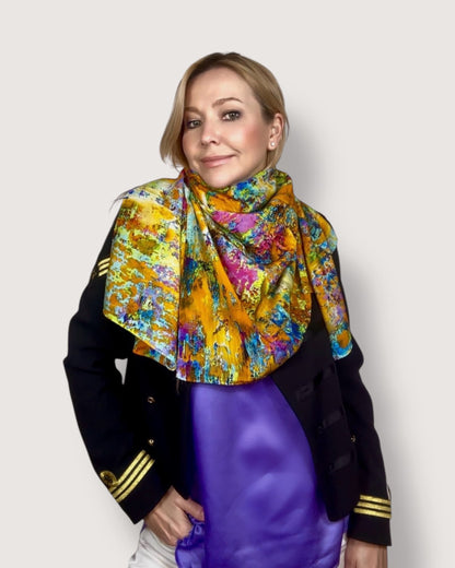 Foulard en soie « Lac Lotus Rouge » 110