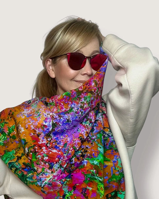 Foulard en soie « Triomphe des fleurs » 110*110