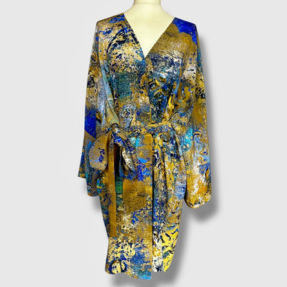 Kimono en soie « Antiquité dorée » - Longueur mi-longue