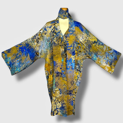 Kimono en soie « Antiquité dorée » - Longueur mi-longue