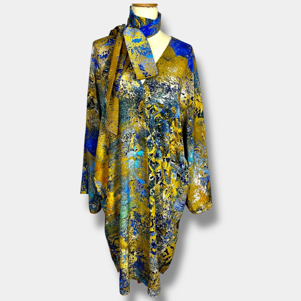 Kimono en soie « Antiquité dorée » - Longueur mi-longue