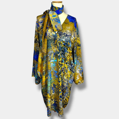 Kimono en soie « Antiquité dorée » - Longueur mi-longue