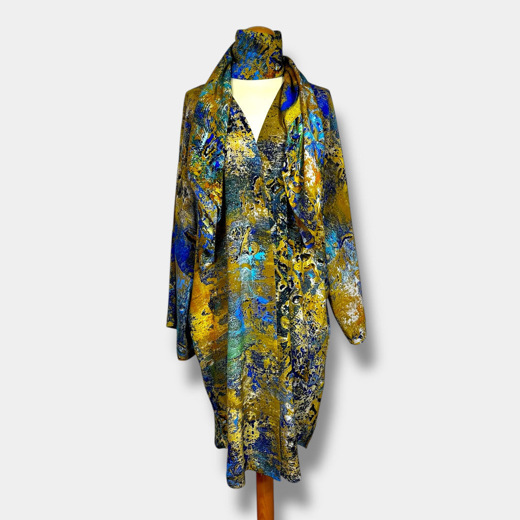 Kimono en soie « Antiquité dorée » - Longueur mi-longue