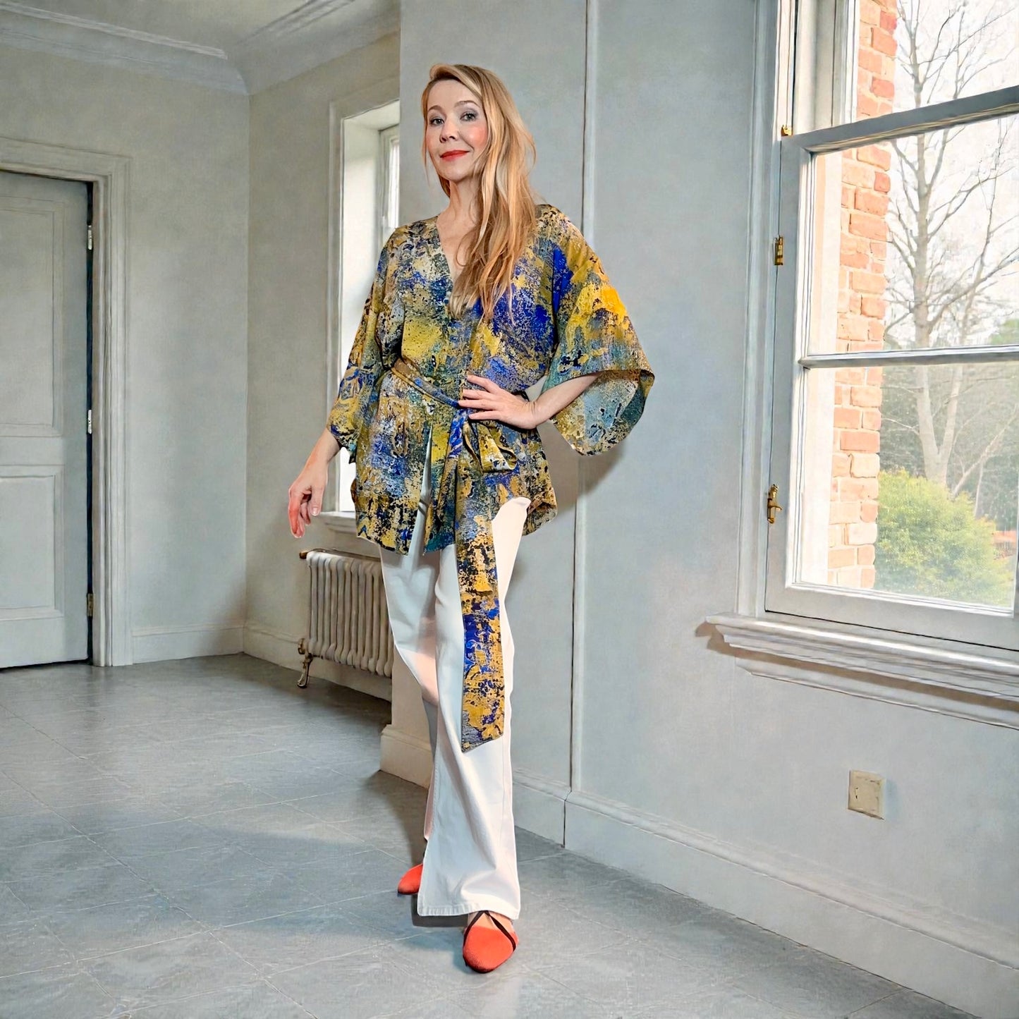 Seidenkimono „Goldene Antiquität“, kurze Länge