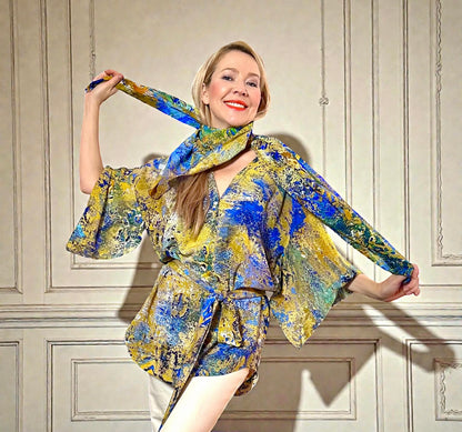 Seidenkimono „Goldene Antiquität“, kurze Länge