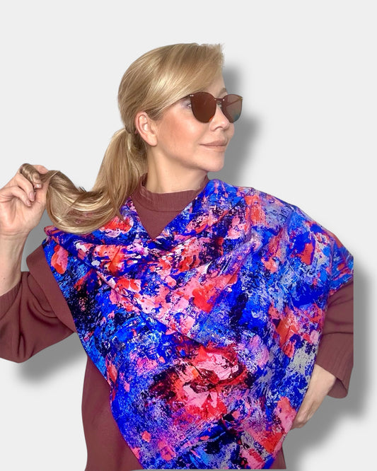 Foulard en soie « Braises violettes » 110*110