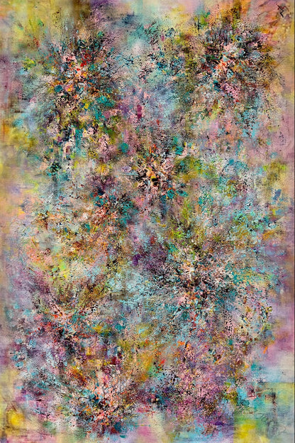 Abstract art with a swirling pattern of multicolored textures