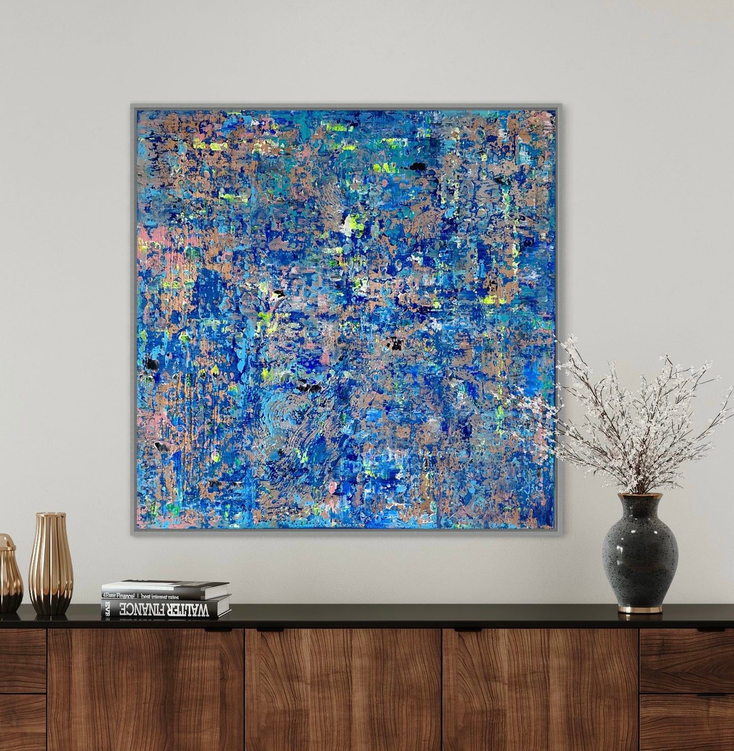 Original Painting Silver Blue