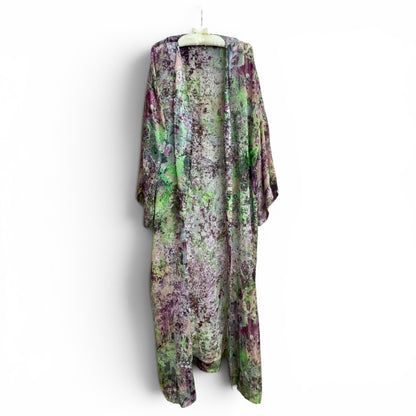 Floral patterned kimono on a white background