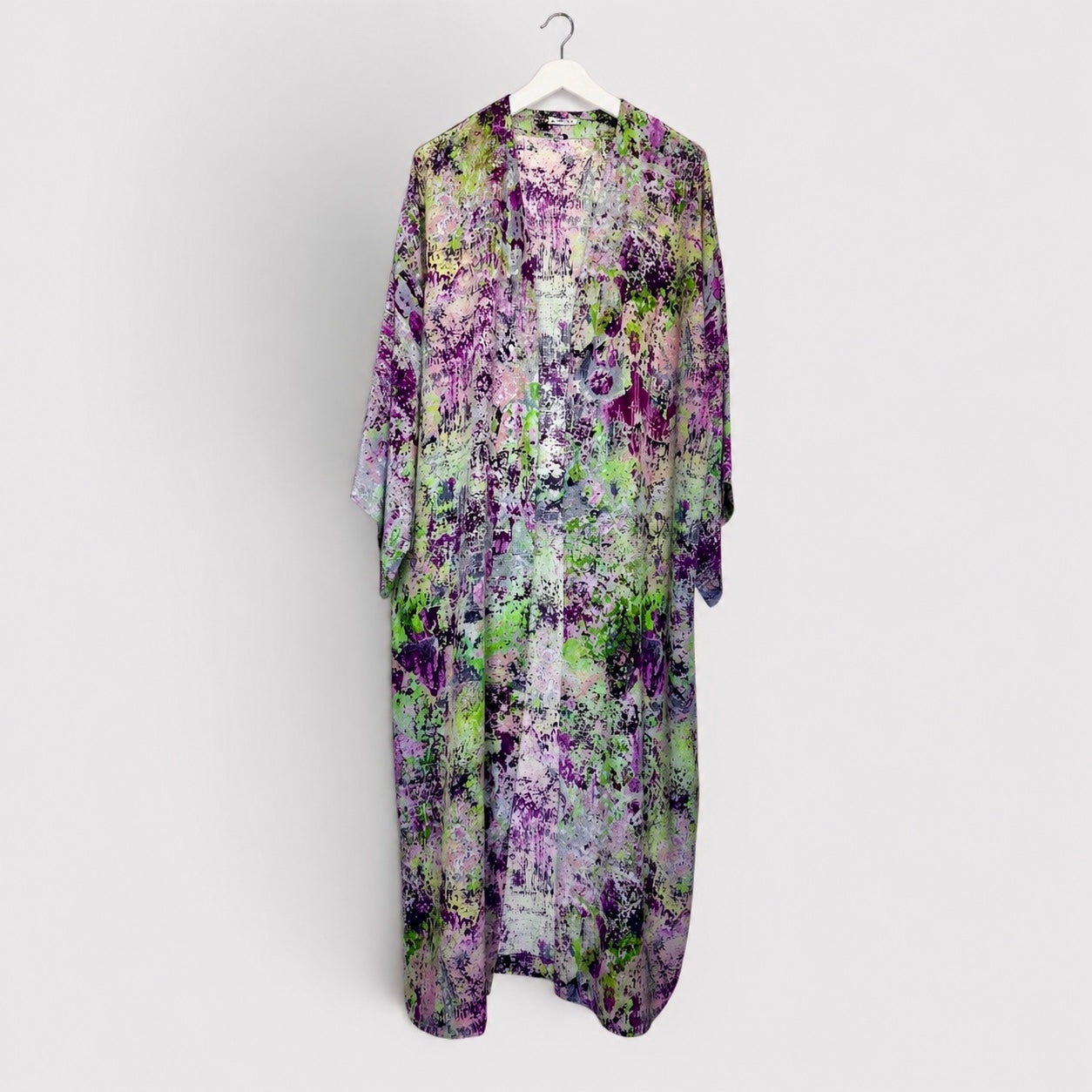Floral patterned kimono on a white background