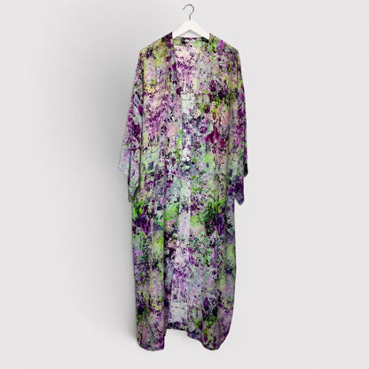 Floral patterned kimono on a white background