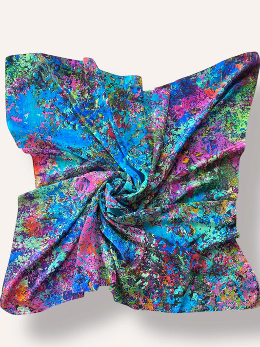 Silk Scarf "Cornflower Clouds" 110*110