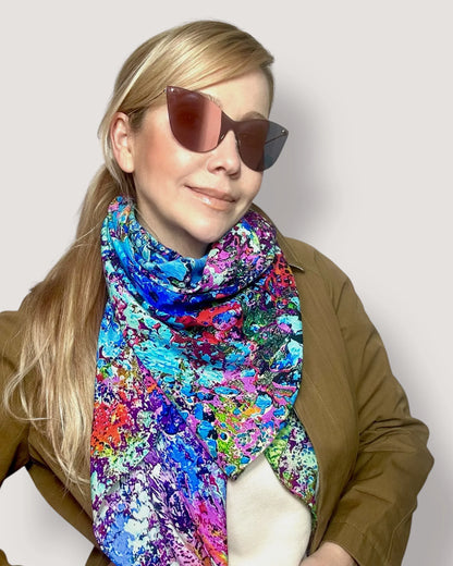 Foulard en soie "Nuages de bleuets" 110*110