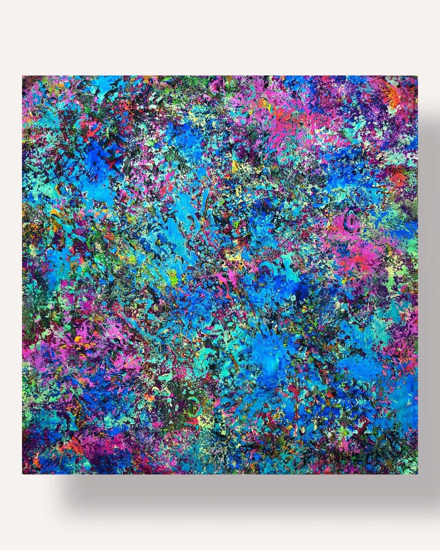 Foulard en soie "Nuages de bleuets" 110*110