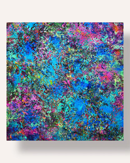 Foulard en soie "Nuages de bleuets" 110*110