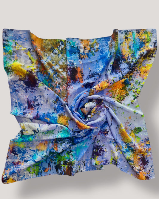 Silk Scarf “Lilac Dreamscape” 110*110