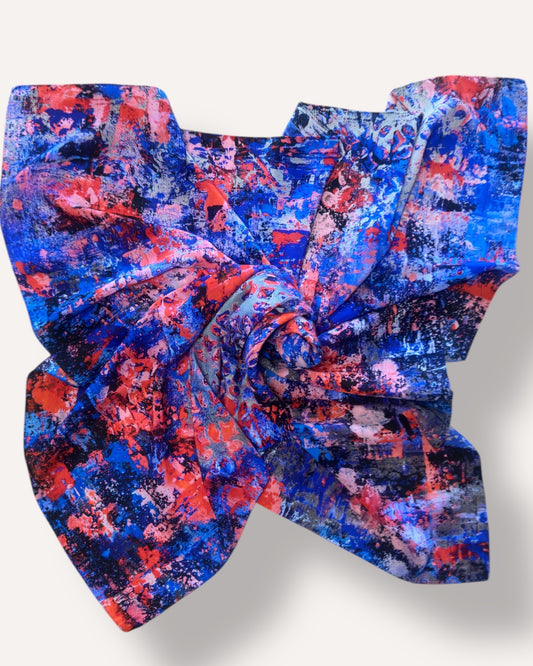 Silk Scarf  “Purple embers” 110*110