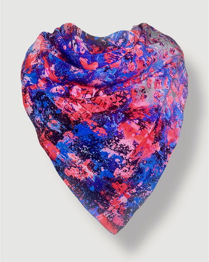 Foulard en soie « Braises violettes » 110*110