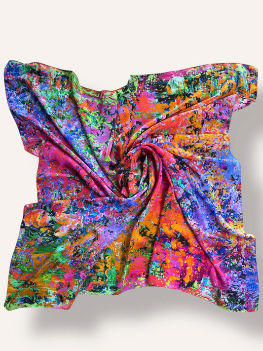 Silk Scarf "Triumph of Flowers" 110*110