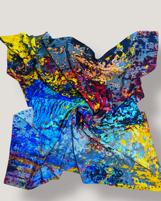 Silk Scarf “Twin Moons” 110*110