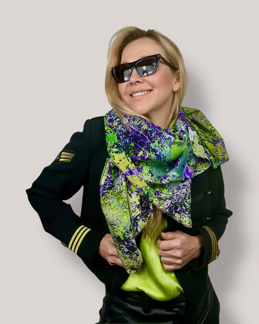 Silk Scarf “Underwater Amazons" 110*110