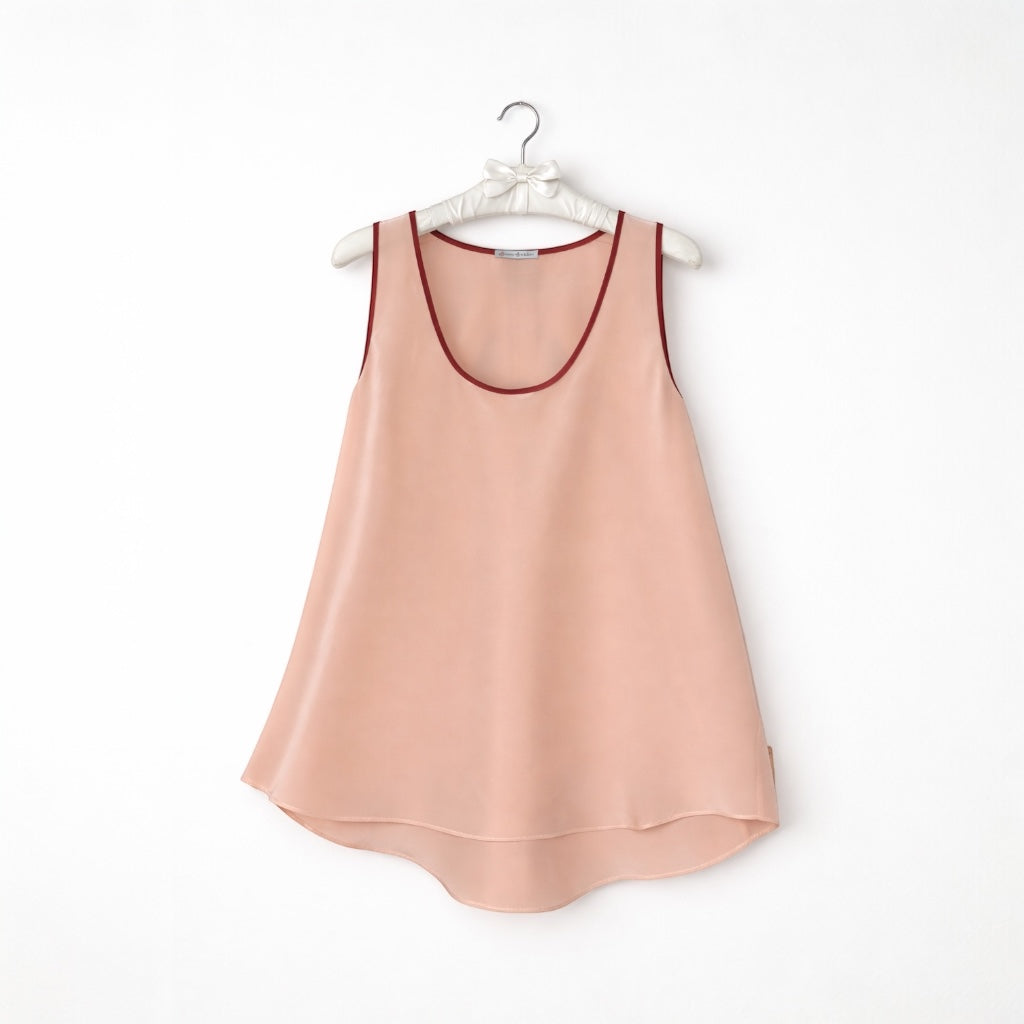 crep de chine silk peach top by Natalia Brooks